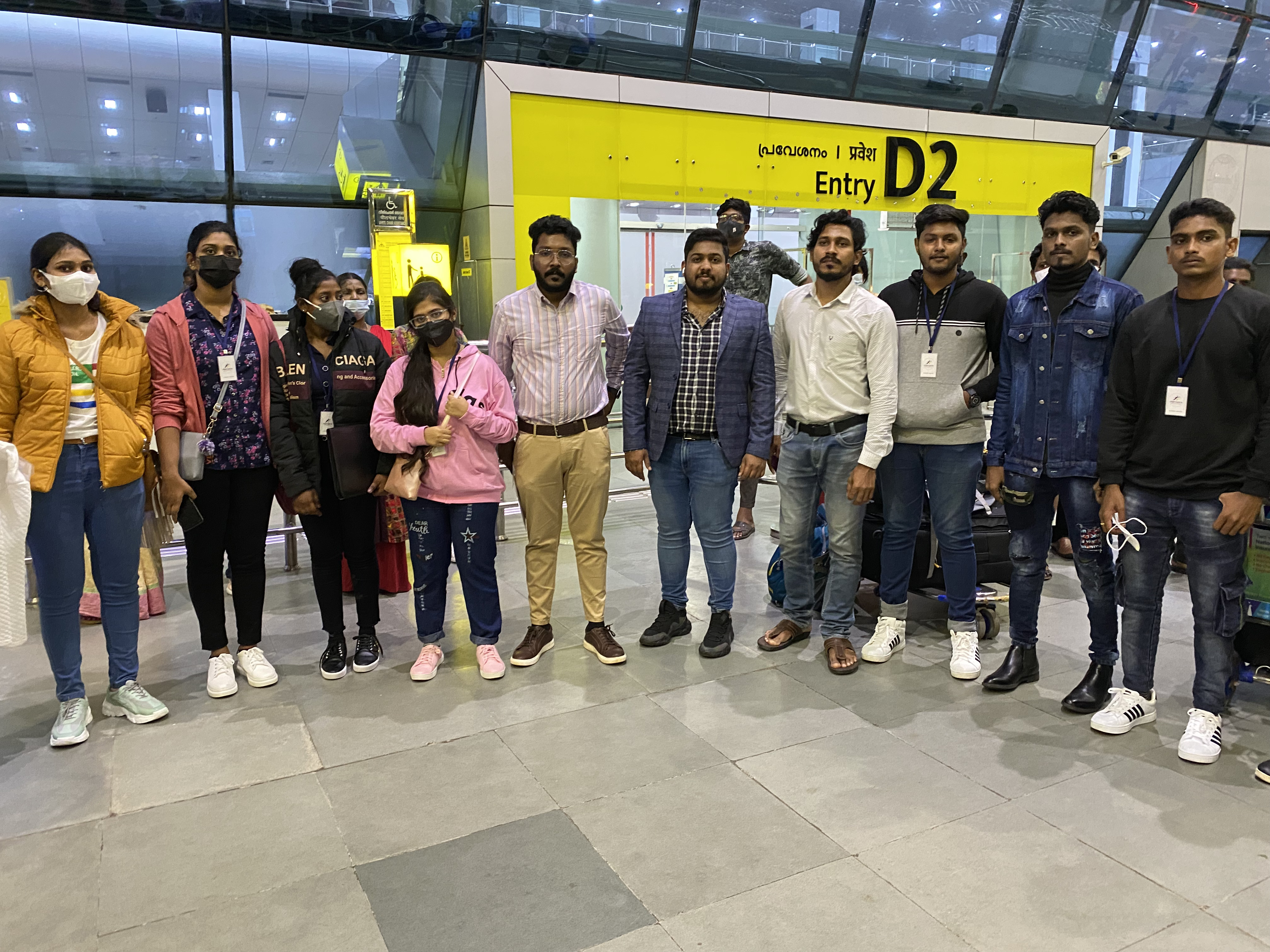 Send-off at Cochin International — Patrick's team with the batch