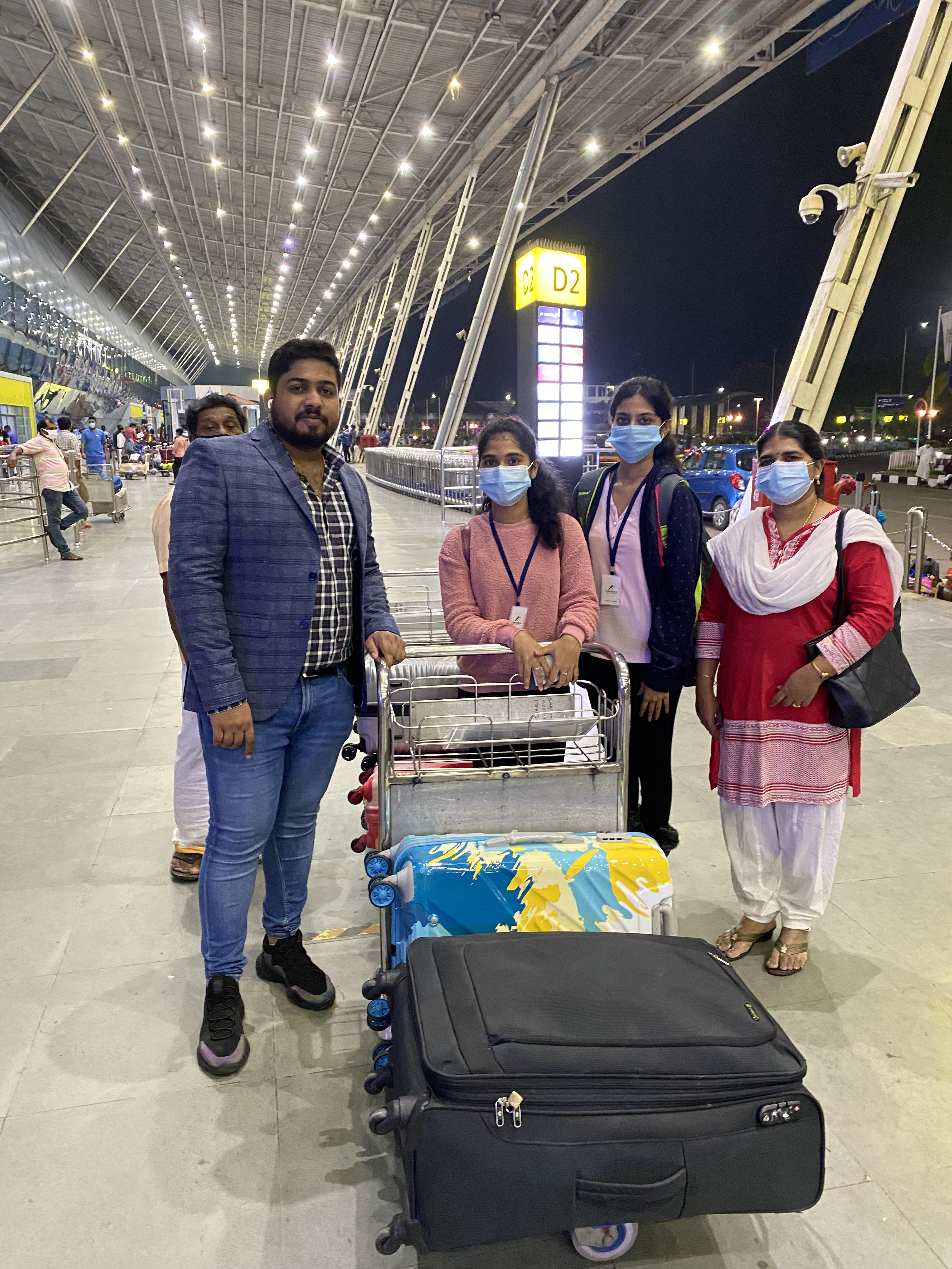 A proud family send-off at the Kochi airport