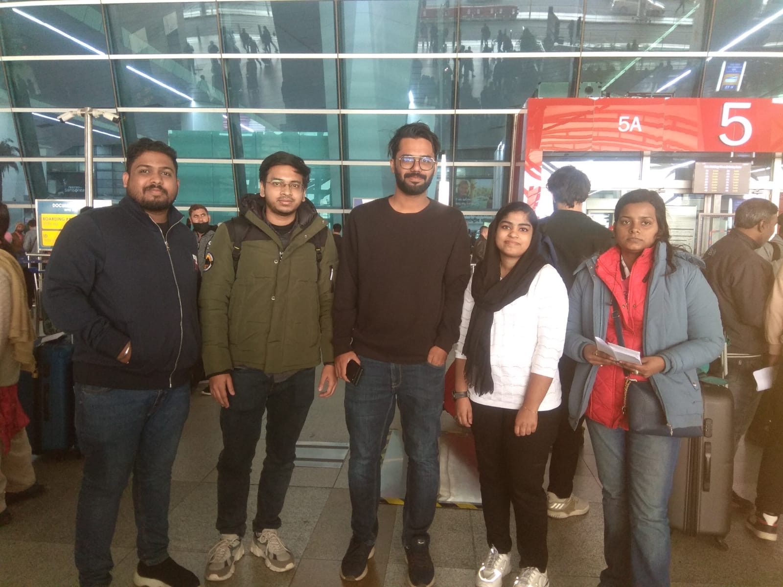 Boarding day — Patrick's students at the departure gate